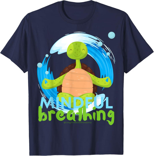 Zen Meditating Sea Turtle Loves Kindness Breath Mindfulness T-Shirt - T-Shirt | Navy