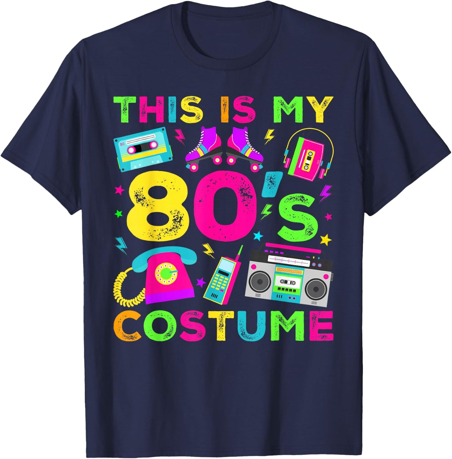 This Is My 80s Costume 80's style Eighties Retro Party T-Shirt - T-Shirt | Navy