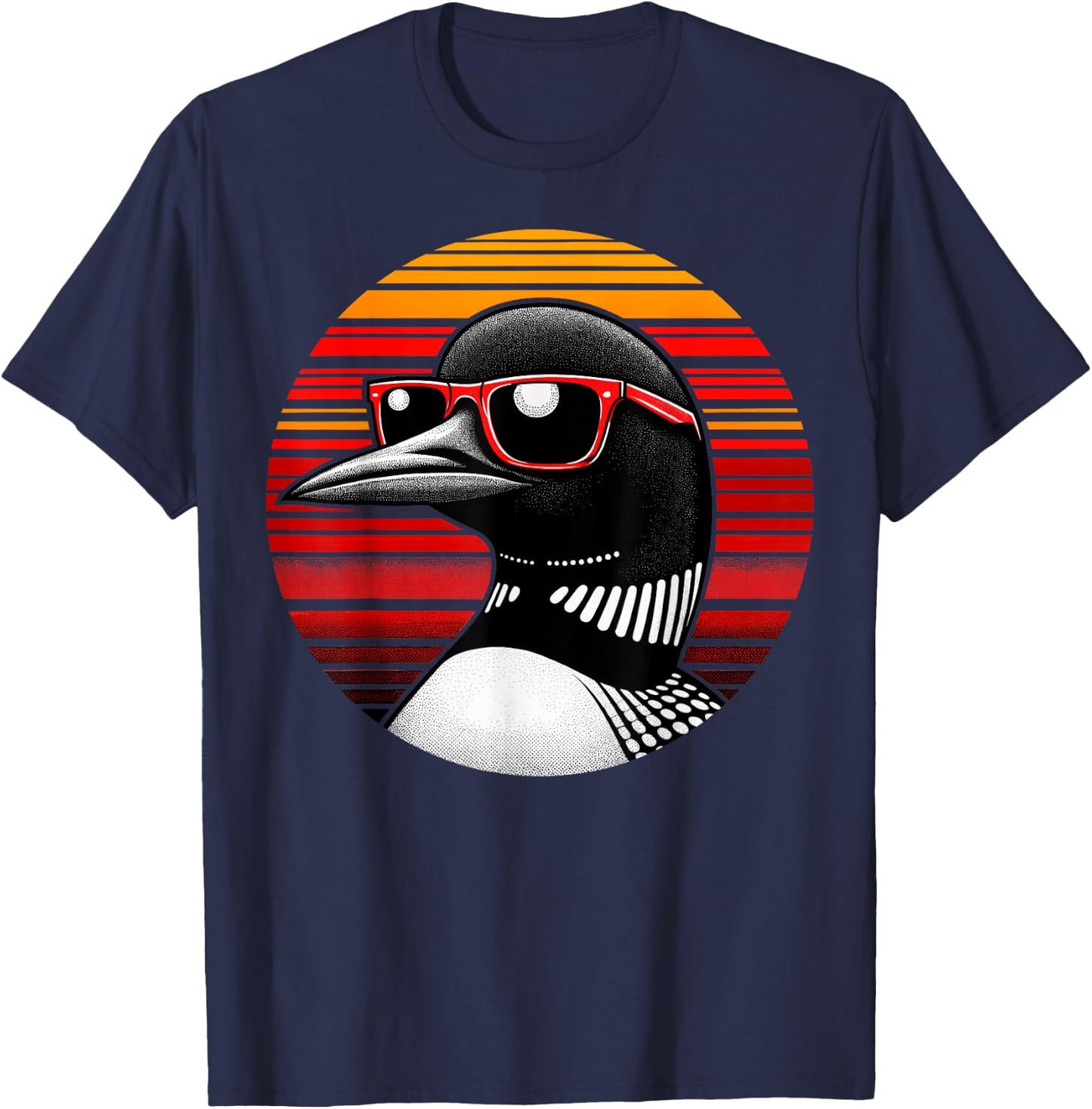 Loon Bird Sunglasses Sunset Retro Style Vintage 70s T-Shirt - T-Shirt | Navy