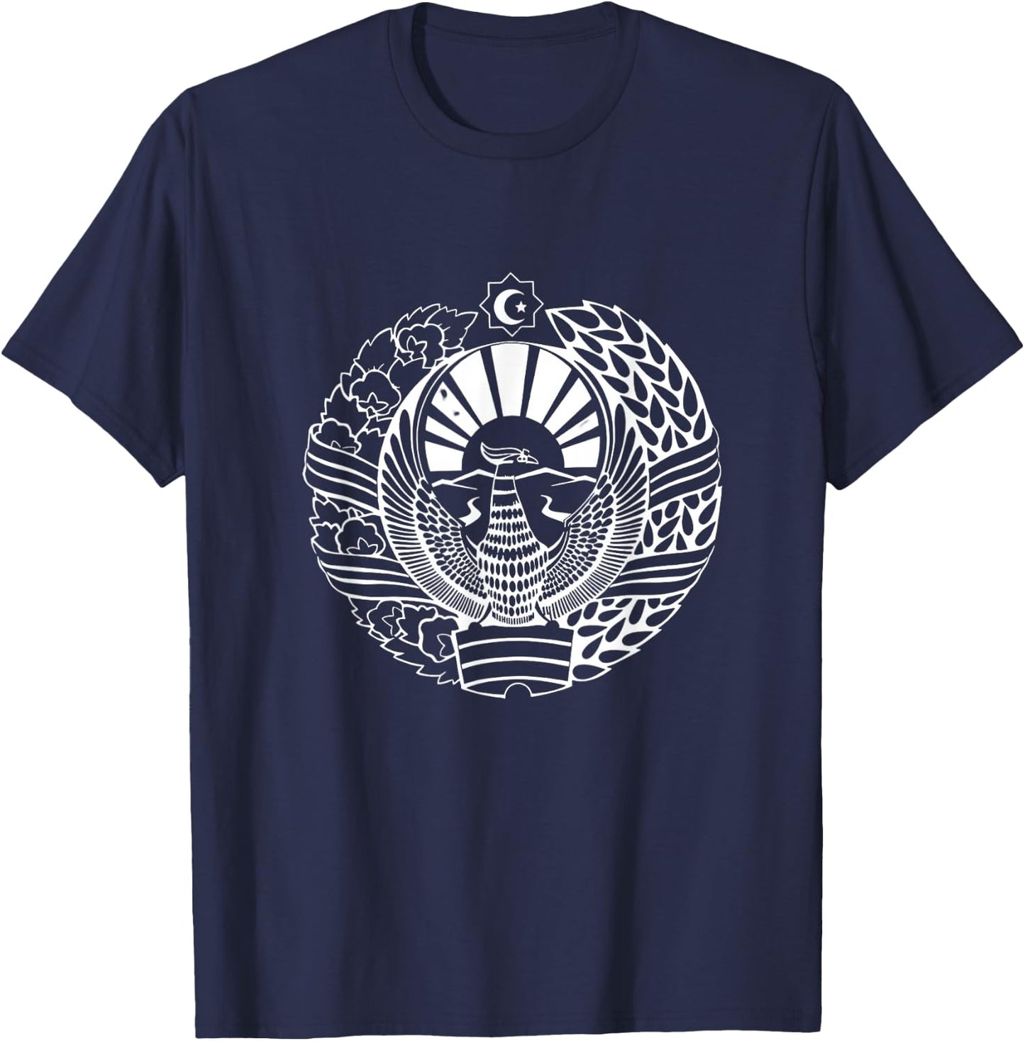Uzbekistan Flag Lion Illustration Uzbek T-Shirt - T-Shirt | Navy