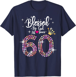 Blessed by God for 60 Years 60th Birthday Anniversary T-Shirt - T-Shirt | Navy