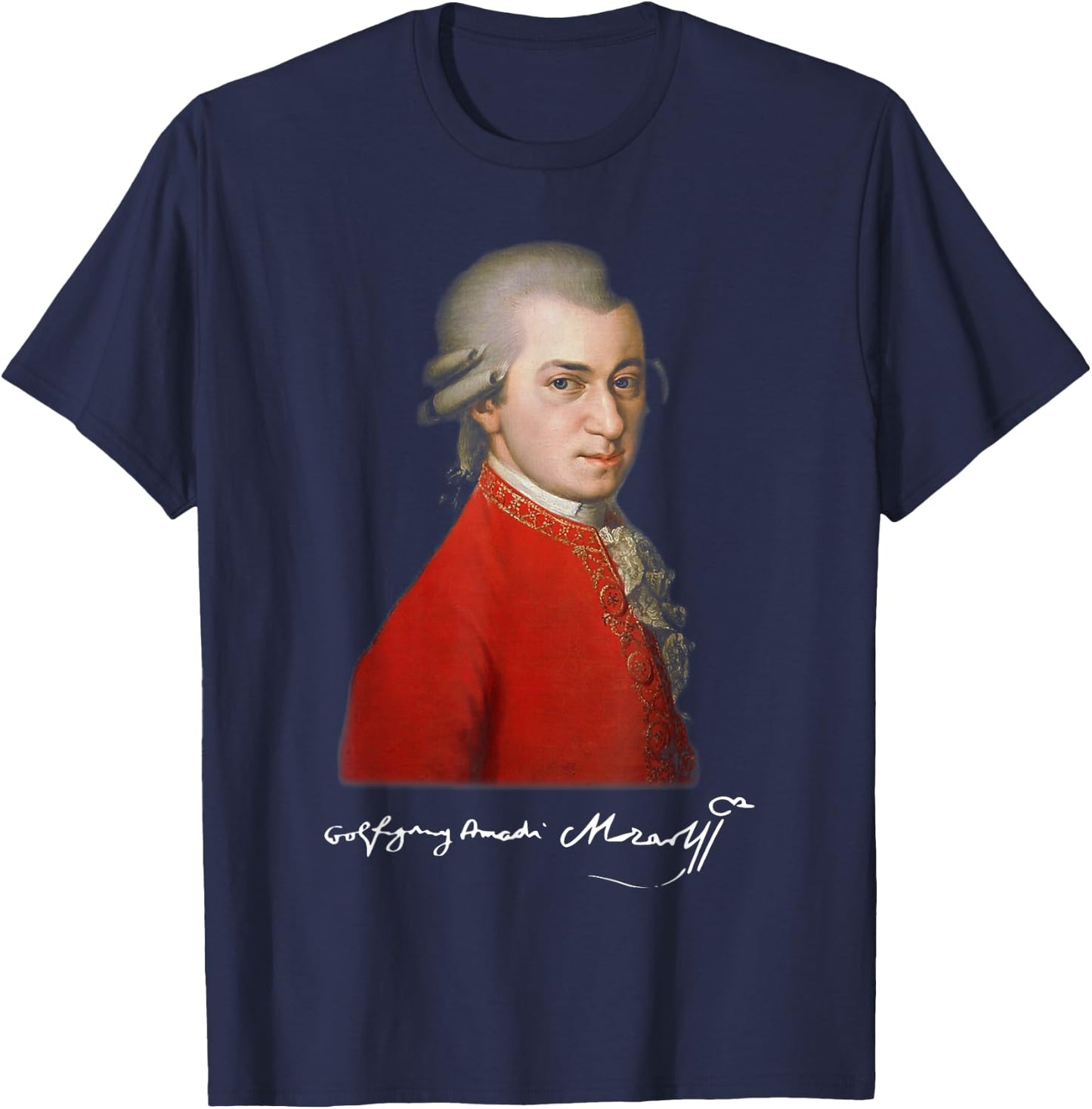 Wolfgang Amadeus Mozart - Composer Signature Classical Music T-Shirt - T-Shirt | Navy