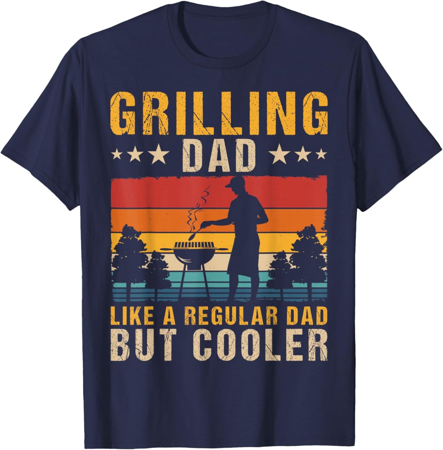Funny BBQ Grilling Dad Barbecue Lover Retro Fathers Day T-Shirt - T-Shirt | Navy