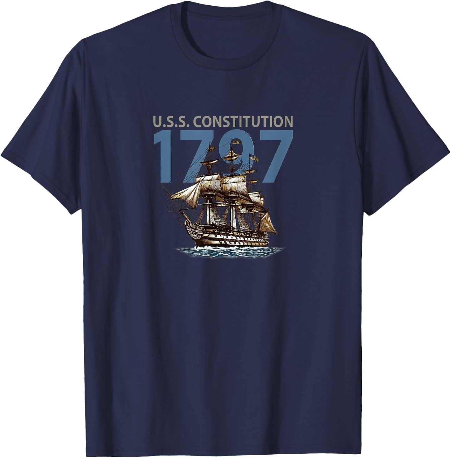 Vintage 1794 Uss Constitution Warship, Ironsides T-Shirt - T-Shirt | Navy