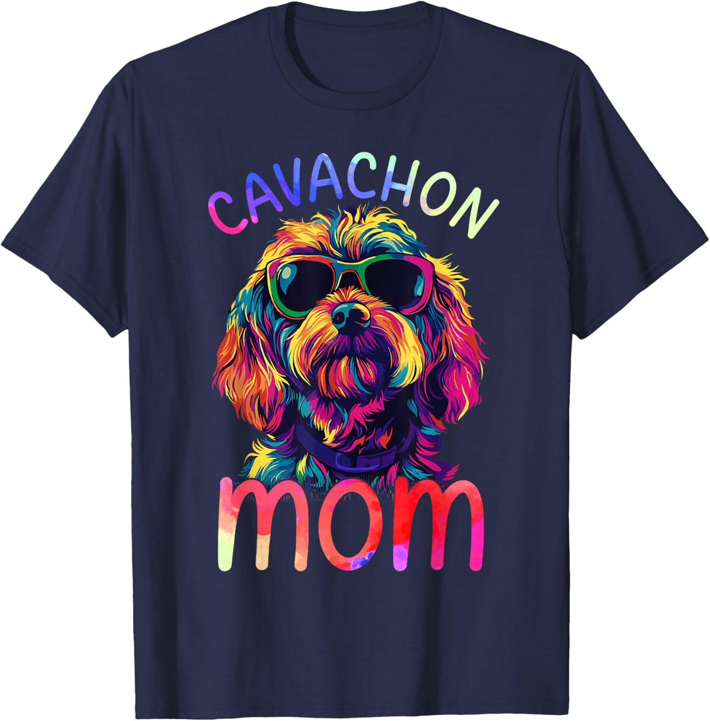 Cavachon Mom Colorful Pop Art Cavachon T-Shirt - T-Shirt | Navy