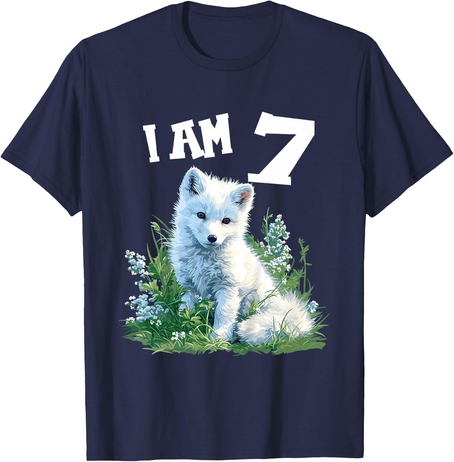 Kids 7 Years old 7 birthday Arctic Foxes Boy Girl Arctic Fox T-Shirt - T-Shirt | Navy