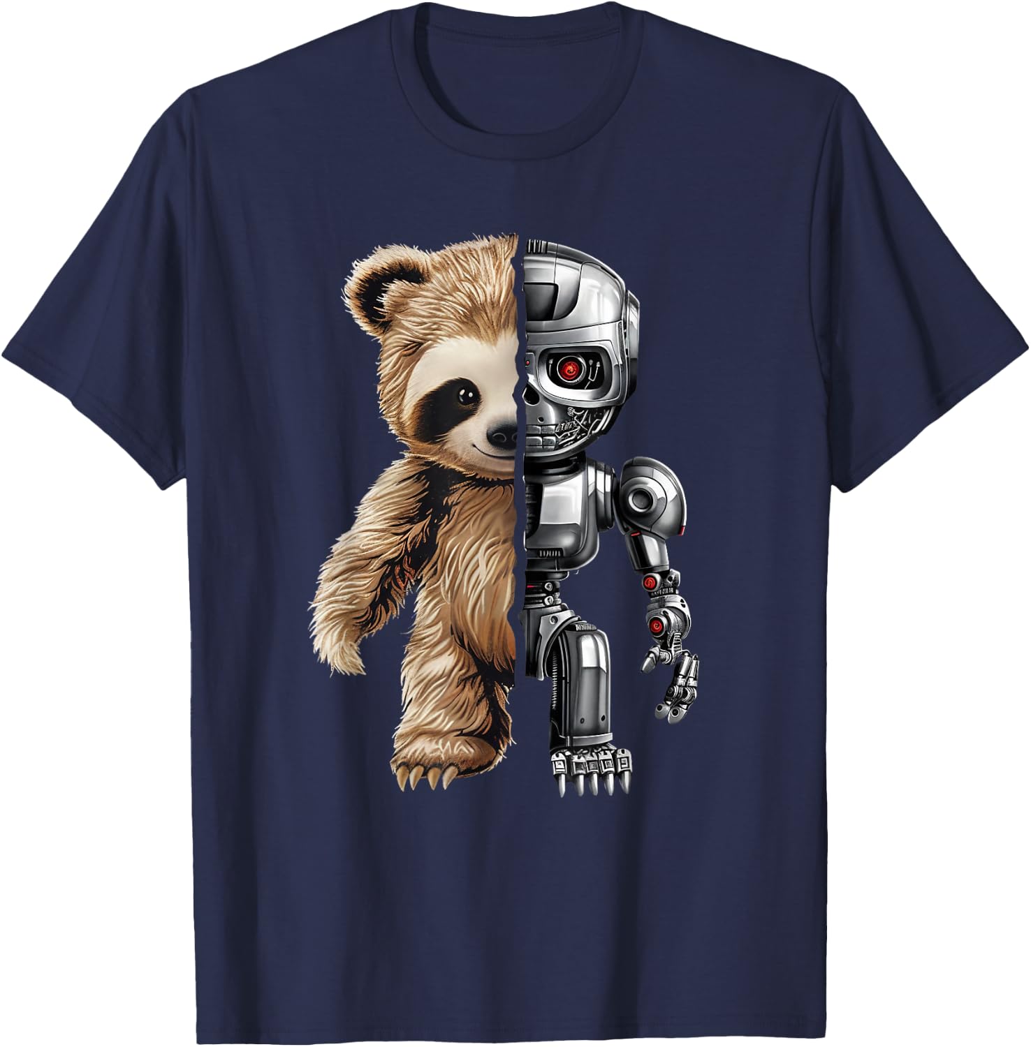Funny Robotics Animal Lover Sloth Robots Graphic Engineer T-Shirt - T-Shirt | Navy