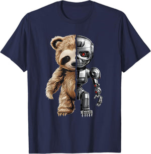 Funny Robotics Animal Lover Sloth Robots Graphic Engineer T-Shirt - T-Shirt | Navy