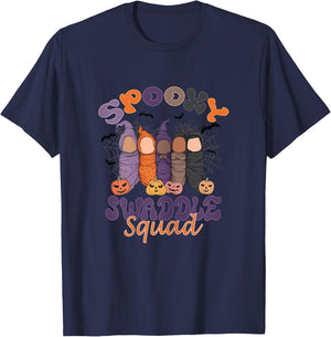 Spooky Swaddle Squad Mother Baby Nurse Halloween Nursery T-Shirt - T-Shirt | Navy