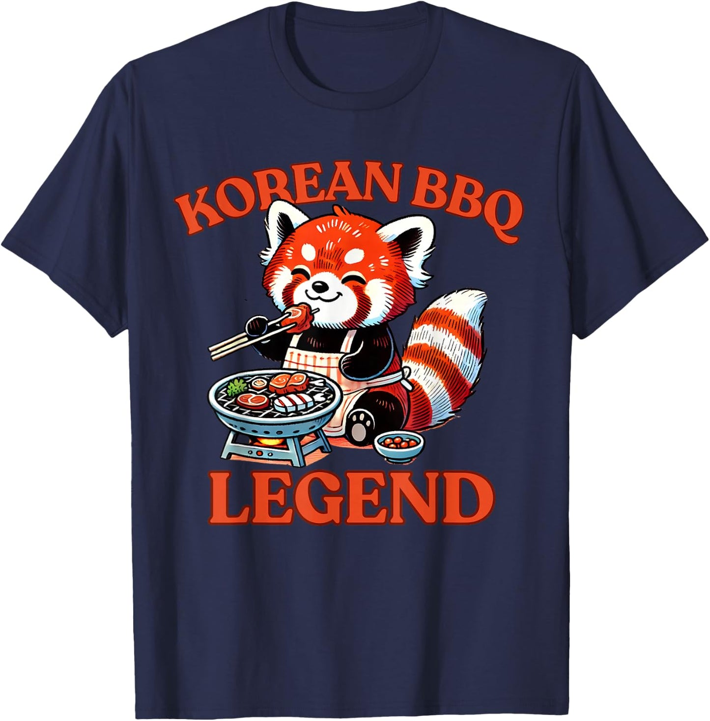 Korean BBQ Legend Red Panda T-Shirt - T-Shirt | Navy