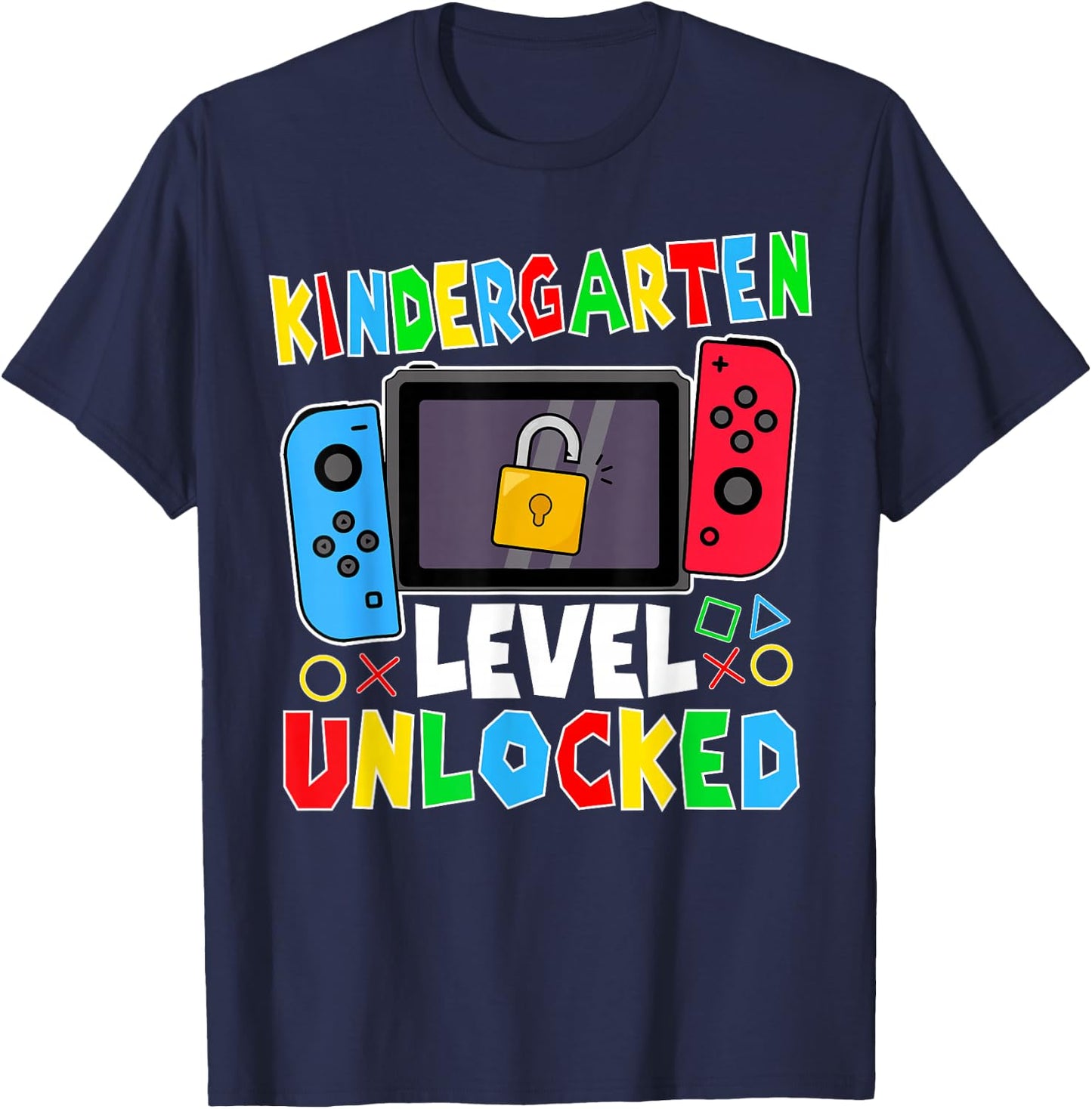 kindergarten Level Unlocked Gamer Back to School Boy T-Shirt - T-Shirt | Navy