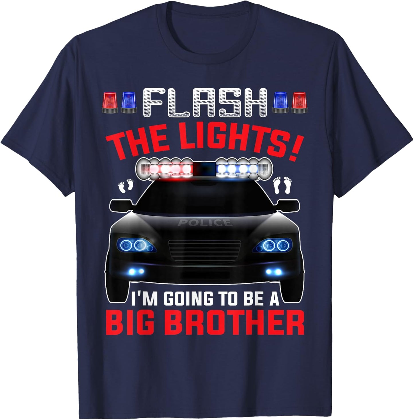 I'm Going to be a Big Brother Police Car Cute Baby Reveal T-Shirt - T-Shirt | Navy
