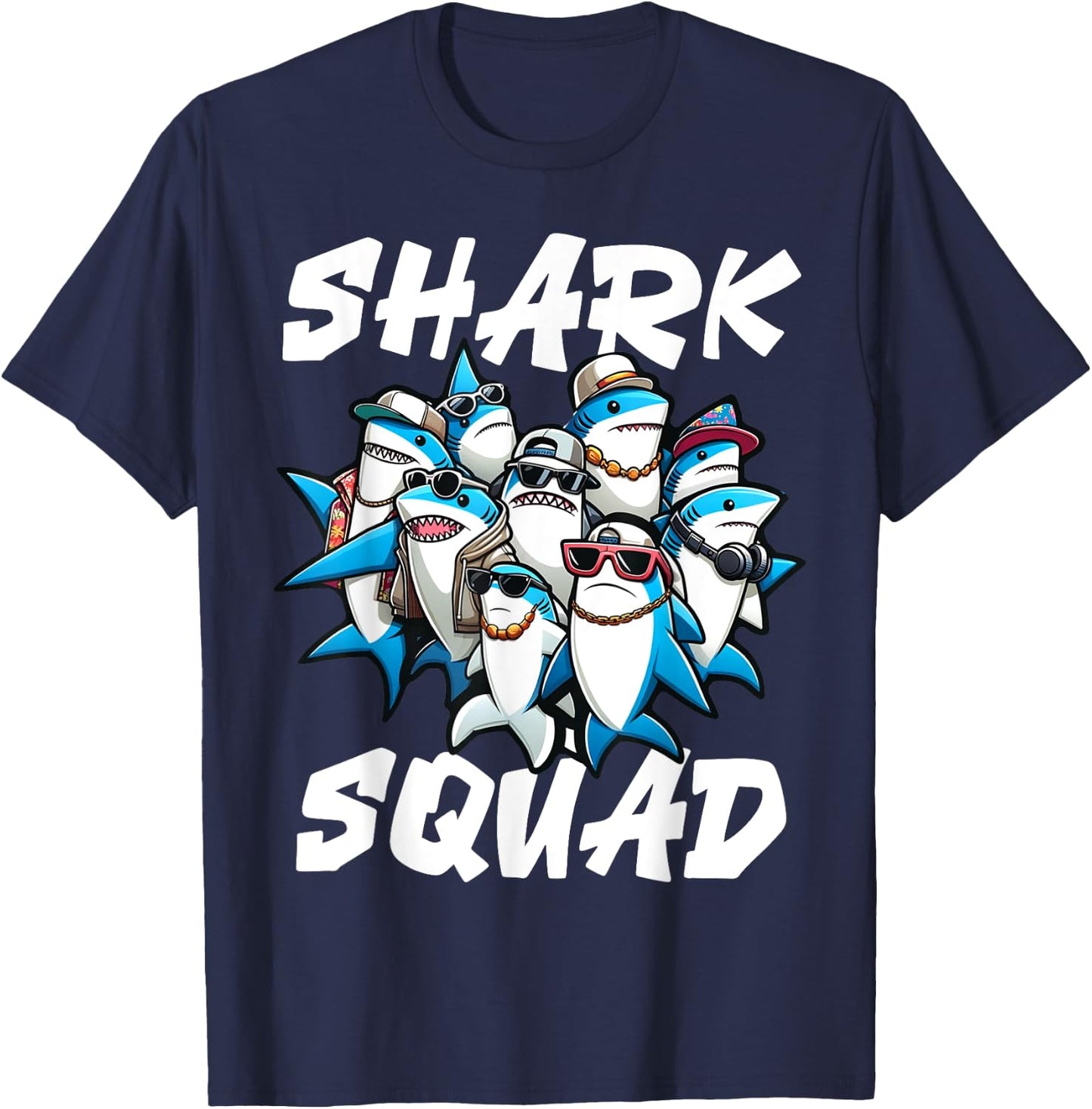 Cool Shark Shark Squad Beach Funny Shark T-Shirt - T-Shirt | Navy