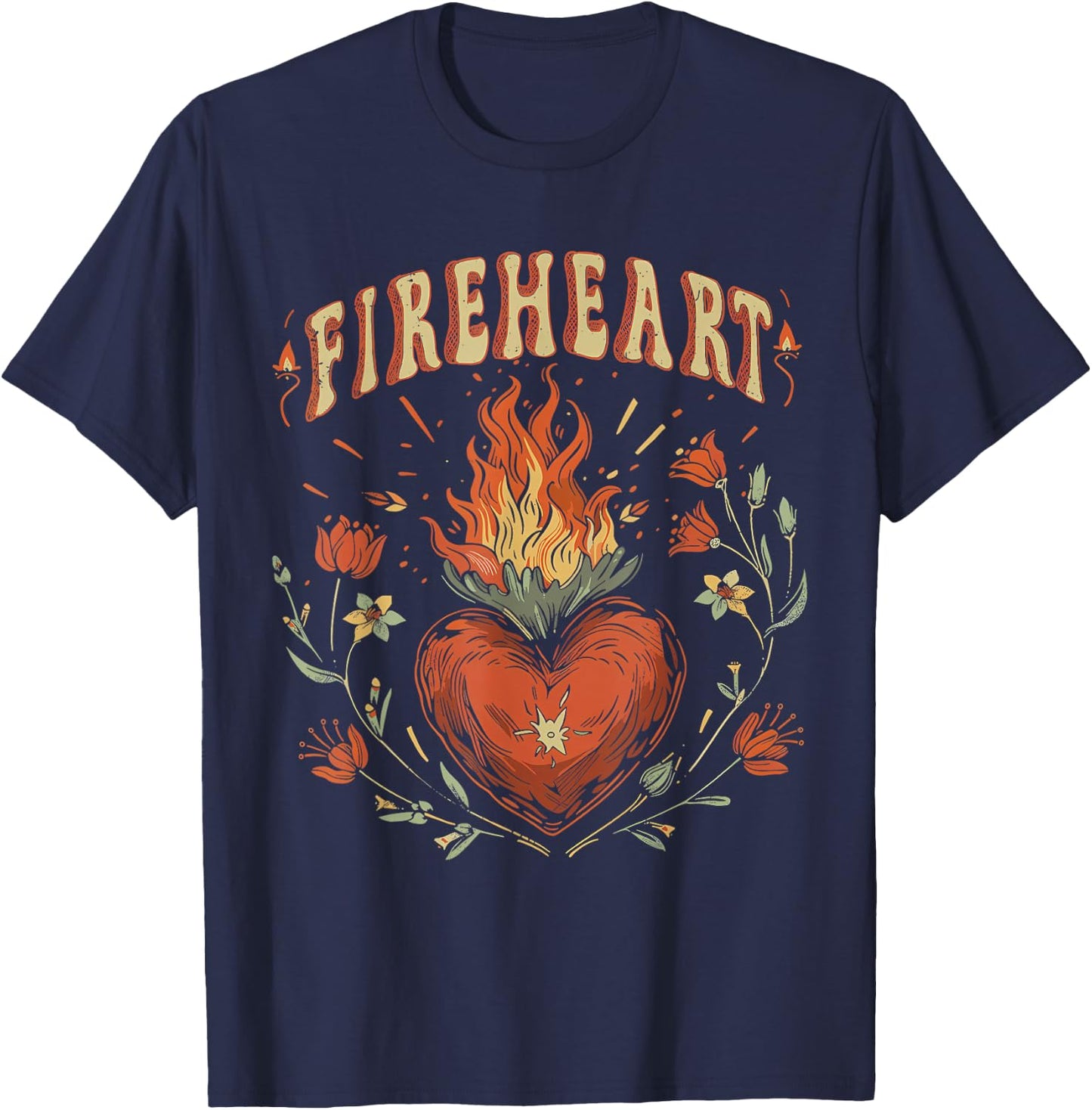 Vintage Fire-Heart T-Shirt - T-Shirt | Navy