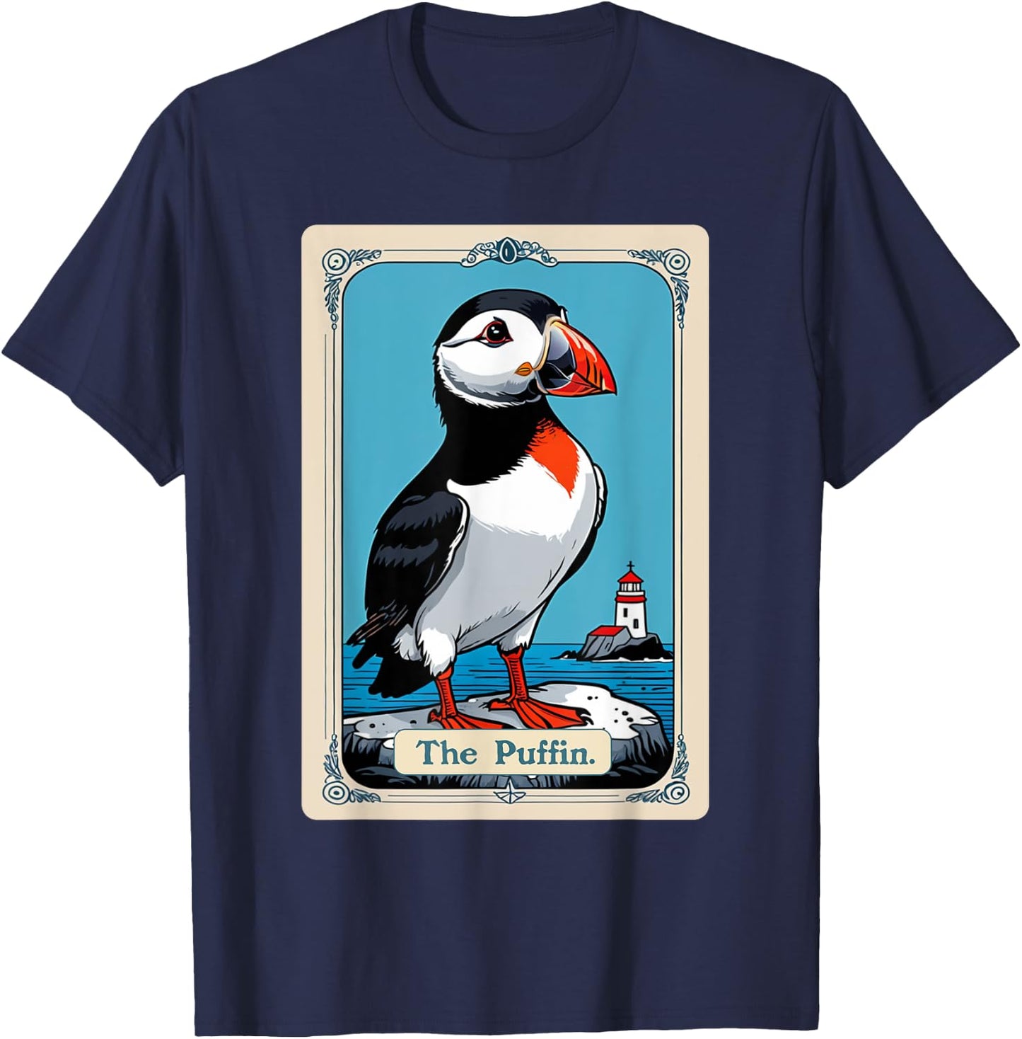 The Puffin Tarot Card Iceland Bird Icelandic Puffins T-Shirt - T-Shirt | Navy