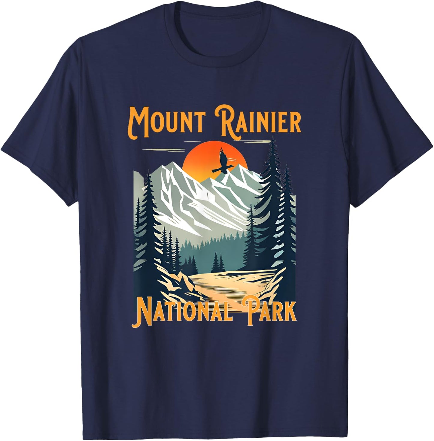 Vintage Mount Rainier National Park Souvenir Hiking T-Shirt - T-Shirt | Navy