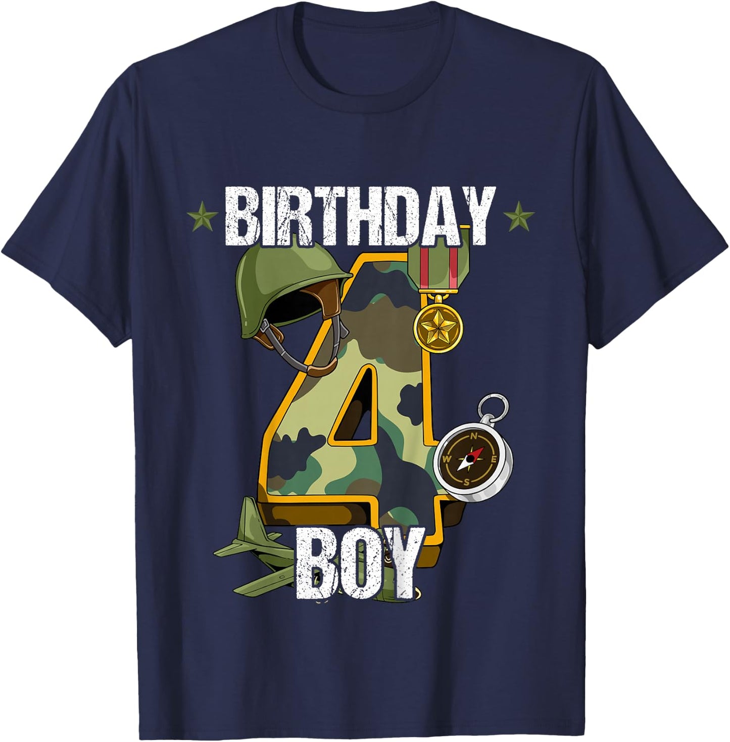 Kids 4th Birthday Army T-Shirt - T-Shirt | Navy