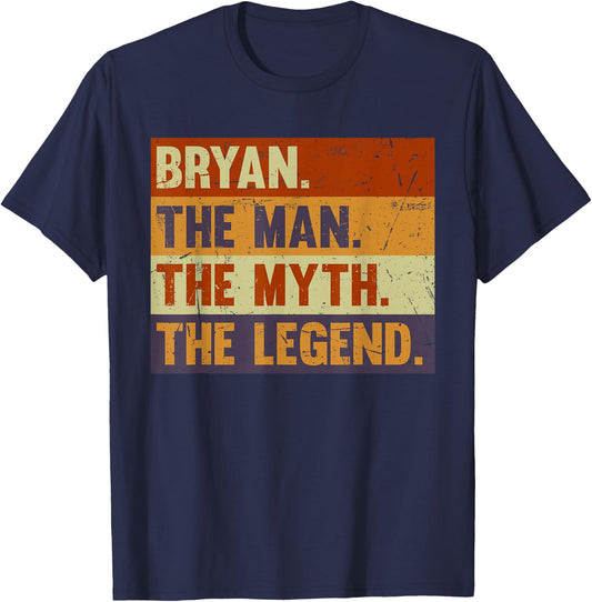 Bryan The Man The Myth The Legend - Vintage Gift Bryan T-Shirt - T-Shirt | Navy