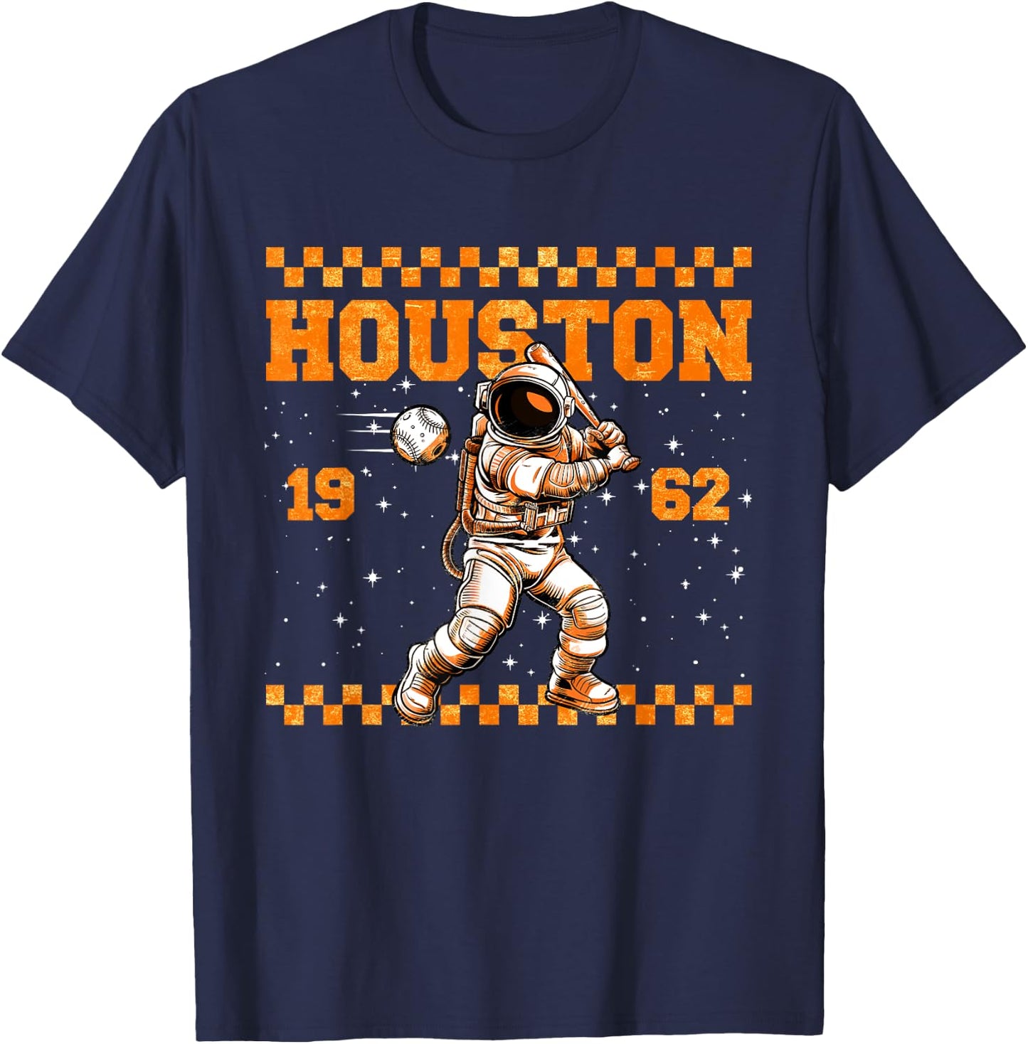 Graphic Colorful Houston Personalized Name Cute Astronaut T-Shirt - T-Shirt | Navy