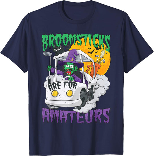 Witch Riding A Golf Cart Funny Halloween T-Shirt - T-Shirt | Navy