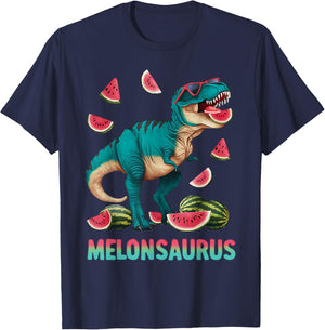 Funny Melonsaurus Watermelon Dinosaur T Rex Summer Vacation T-Shirt - T-Shirt | Navy