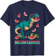 Funny Melonsaurus Watermelon Dinosaur T Rex Summer Vacation T-Shirt - T-Shirt | Navy