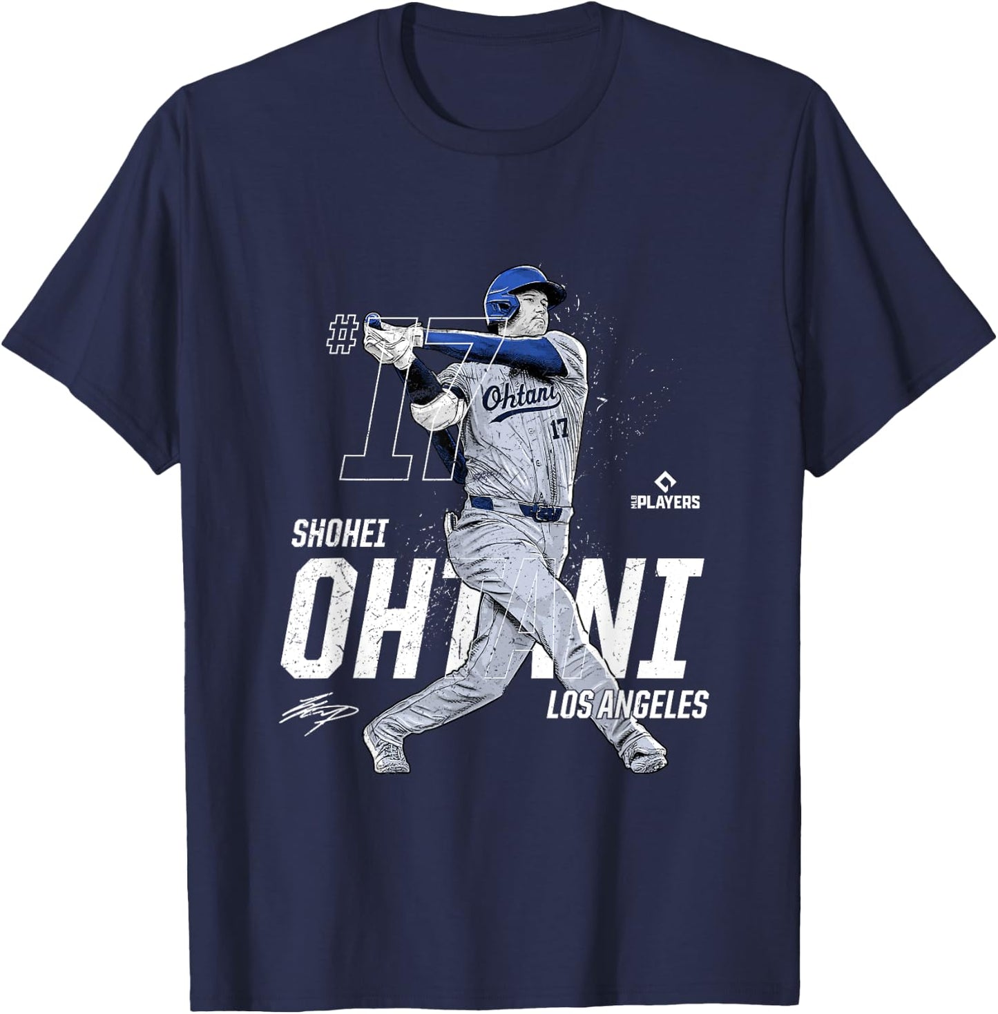 Dynamic Pose Shohei Ohtani Los Angeles Baseball MLBPA T-Shirt - T-Shirt | Navy