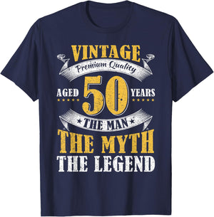 Aged 50 Years The Man The Myth The Legend 50th Birthday T-Shirt - T-Shirt | Navy