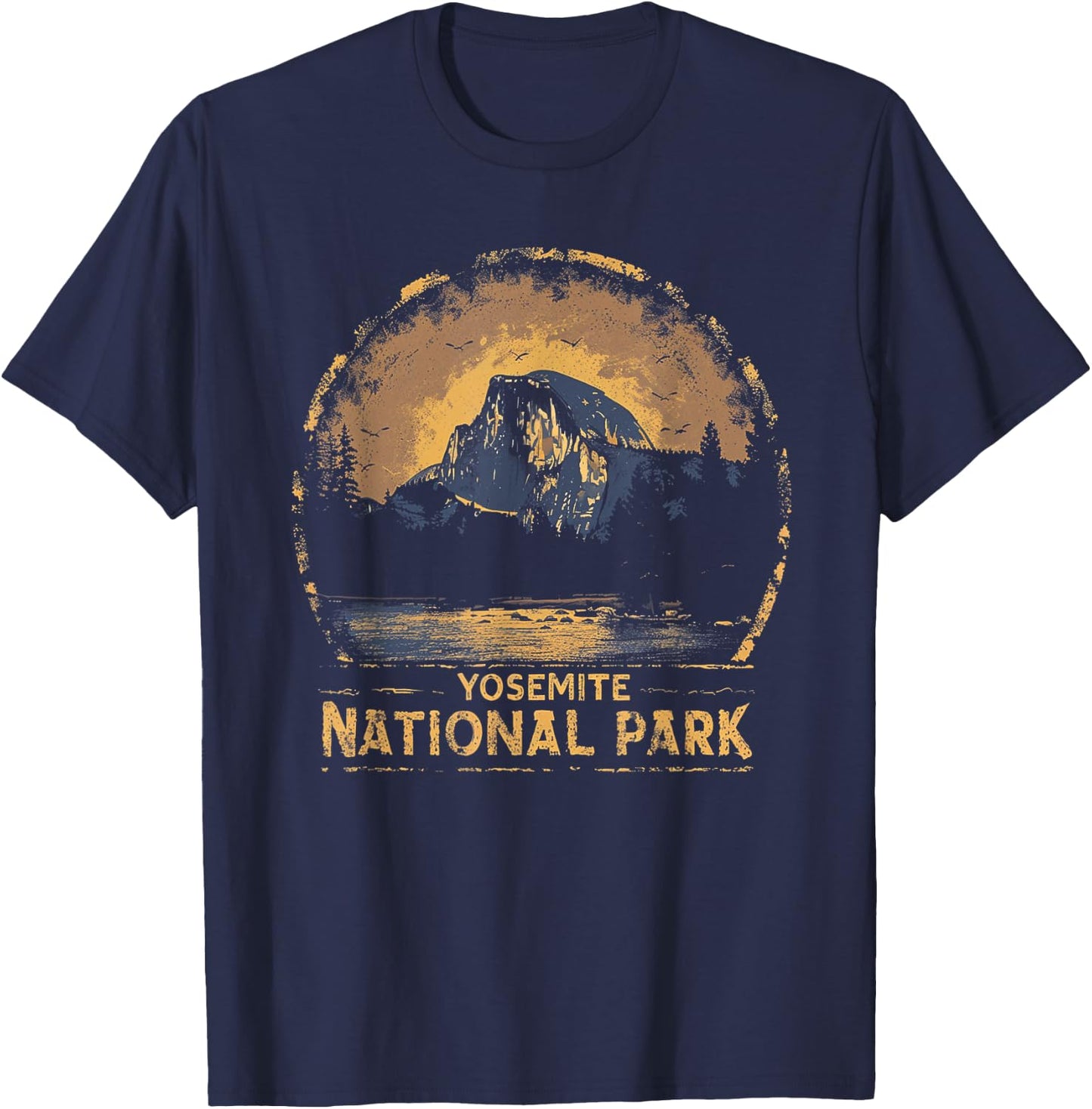 Yosemite - US National Park Vintage Men Women Kids Retro T-Shirt - T-Shirt | Navy