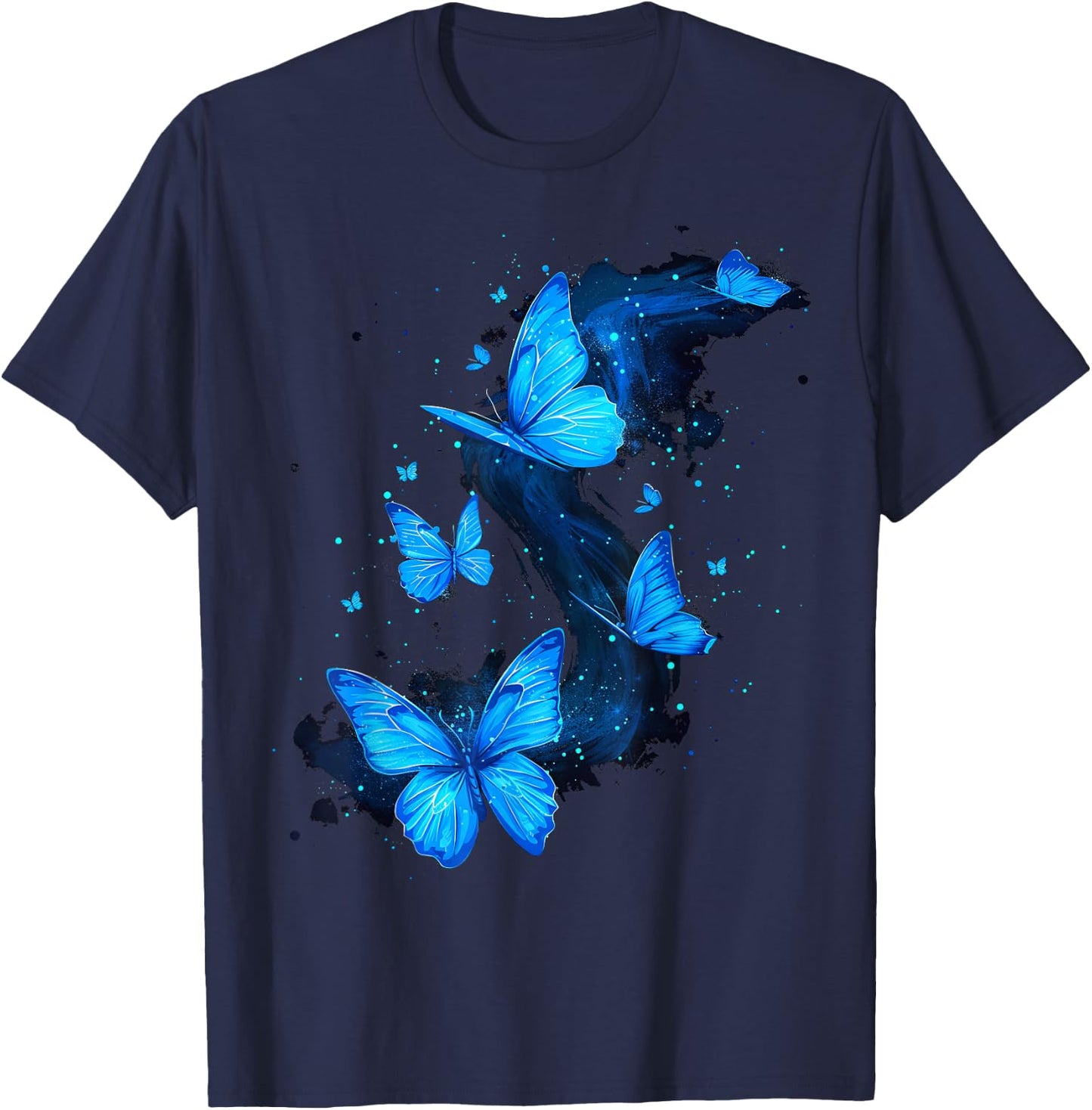 Butterfly Aesthetic Butterflies Nature Blue T-Shirt - T-Shirt | Navy