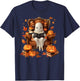 Vintage Ghost Book Reading Pumpkin Gothic Halloween Teachers Women Kids T-Shirt - T-Shirt | Navy