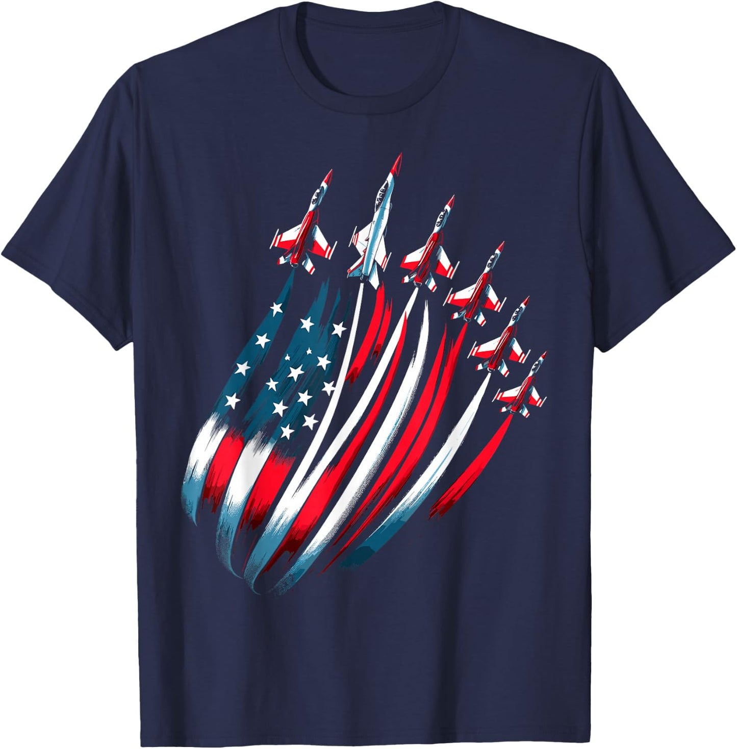 Patriotic USA Flag Fighter Jets Boys 4th of July T-Shirt - T-Shirt | Navy