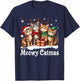 Cat Cats Christmas Pajamas Men Women Boys Girls Meowy Catmas T-Shirt - T-Shirt | Navy