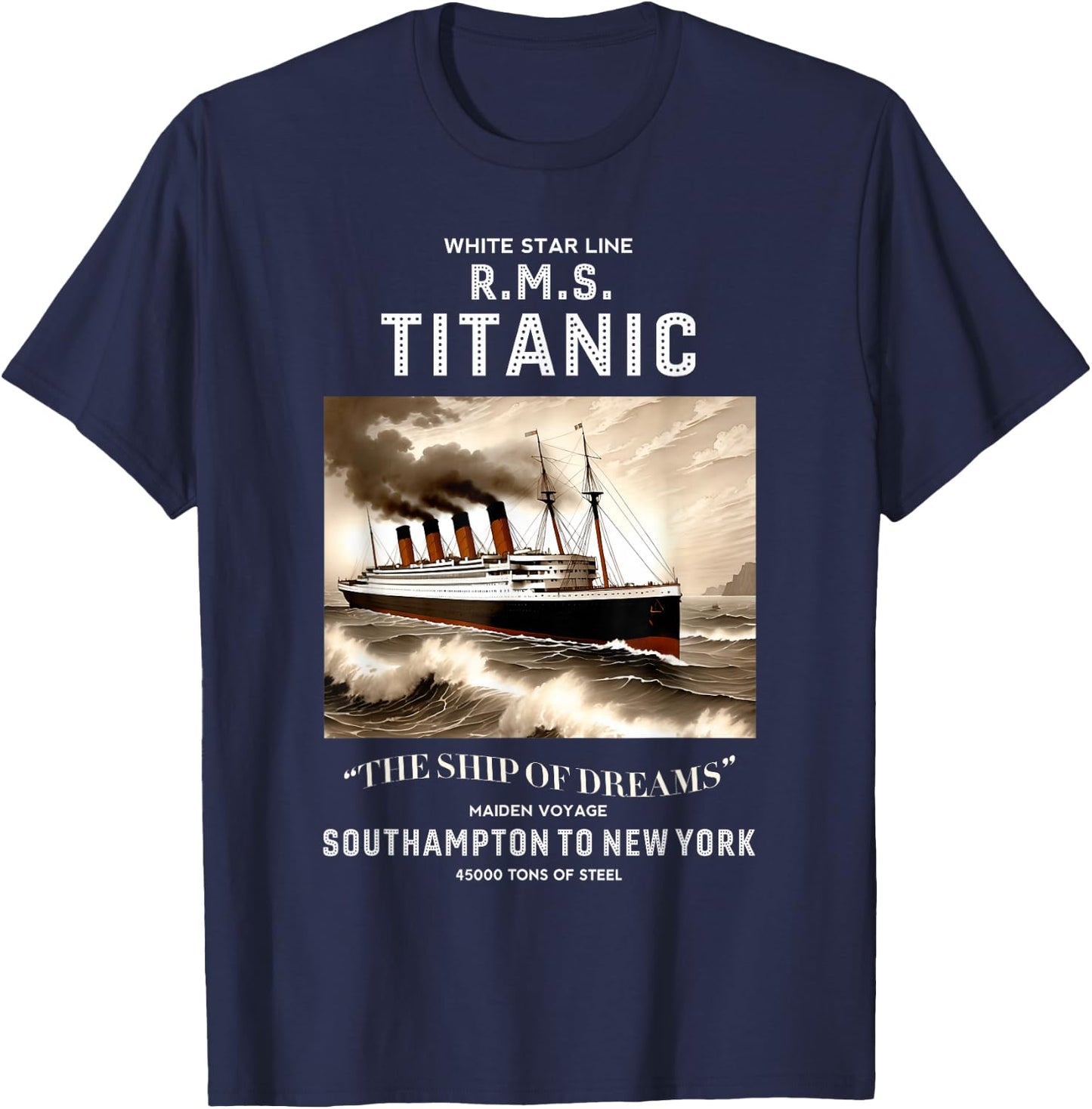 White Star Line RMS Titanic Ship Boys Kids Men T-Shirt - T-Shirt | Navy