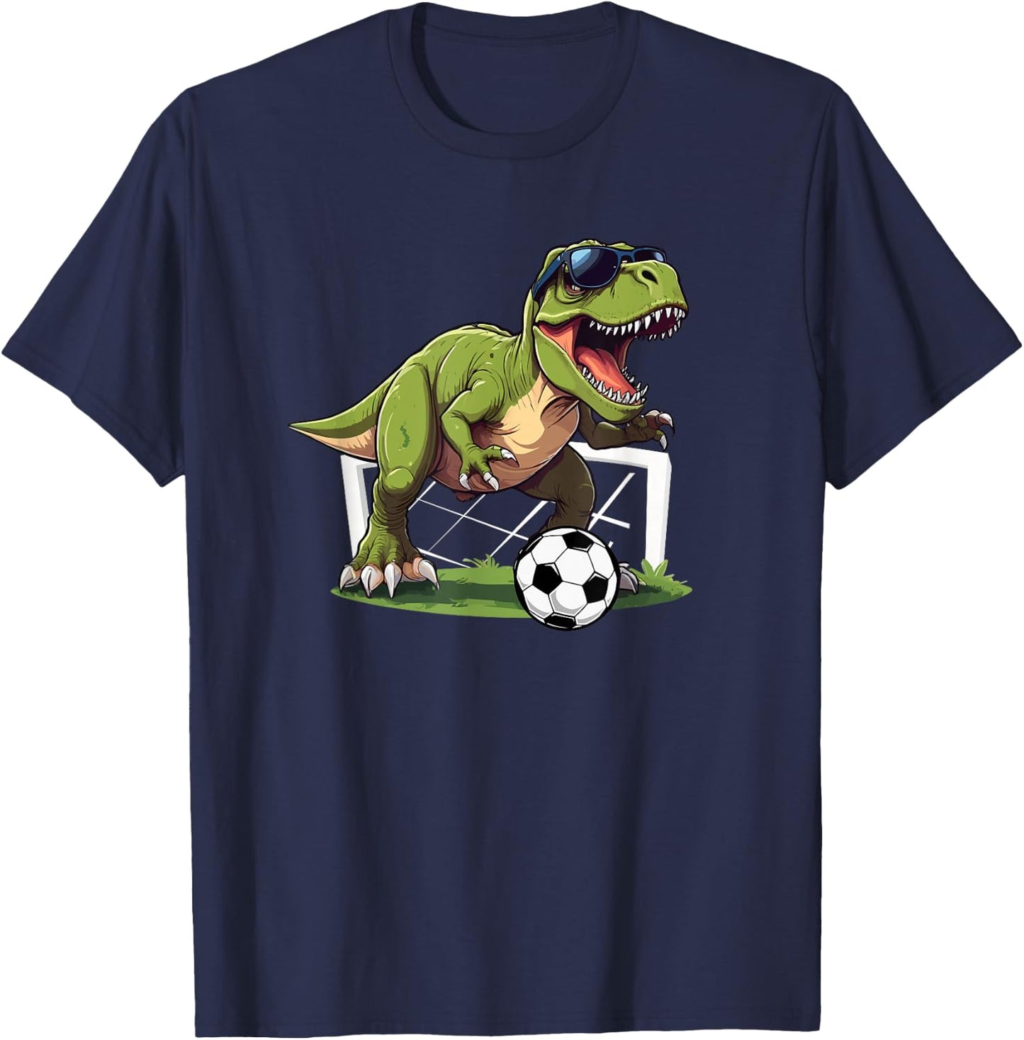 T-Rex Playing Soccer Football Dinosaur Soccer Player T-Shirt - T-Shirt | Navy