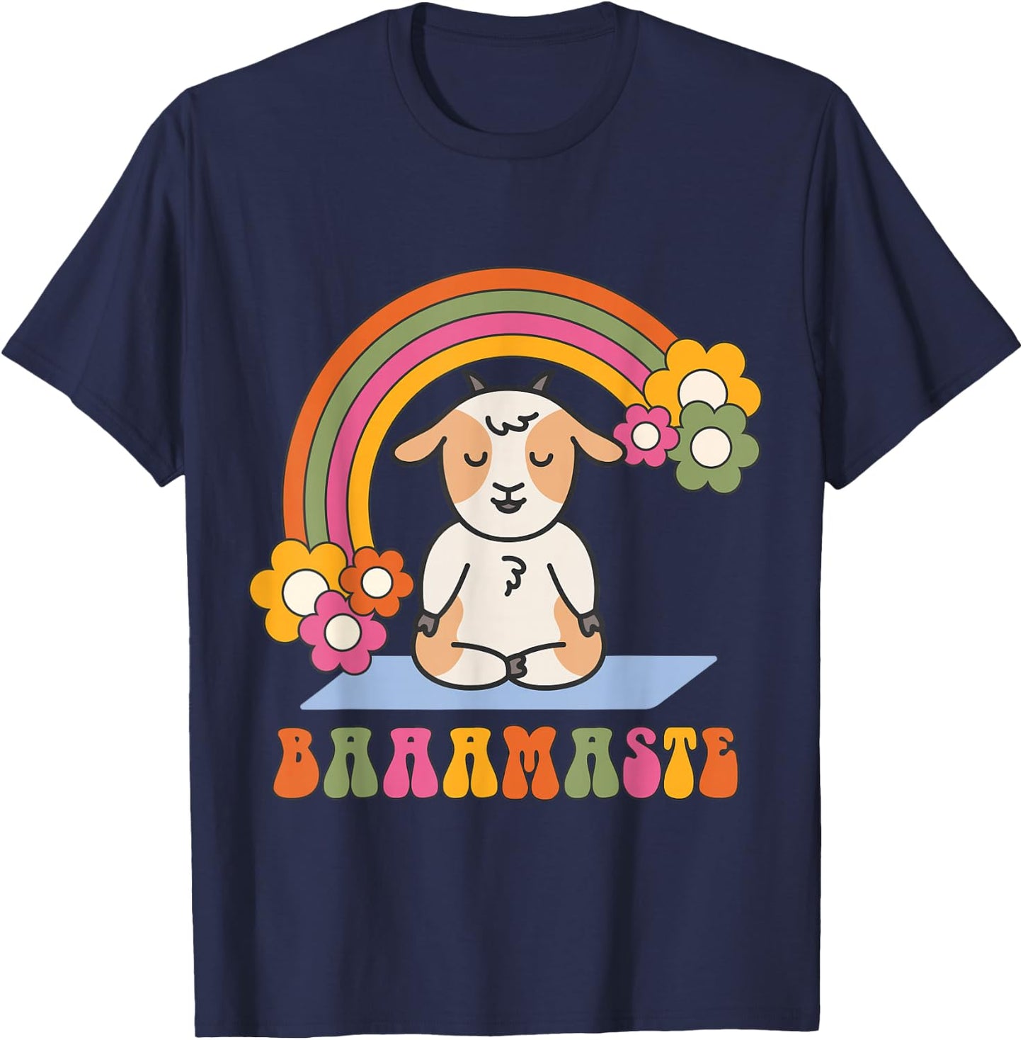 Baaamaste Goat Yoga Meditation Zen Namaste Funny T-Shirt - T-Shirt | Navy