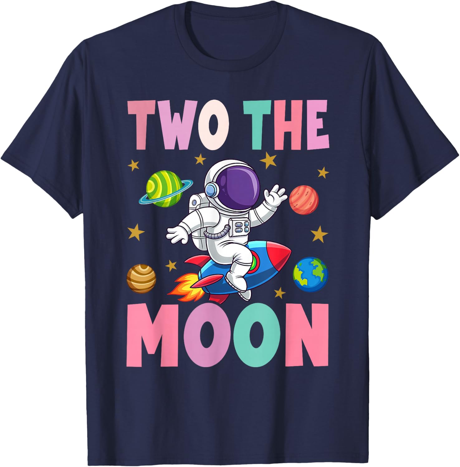 Two The Moon Birthday Outfit Girl 2 Year Old 2nd Bday T-Shirt - T-Shirt | Navy