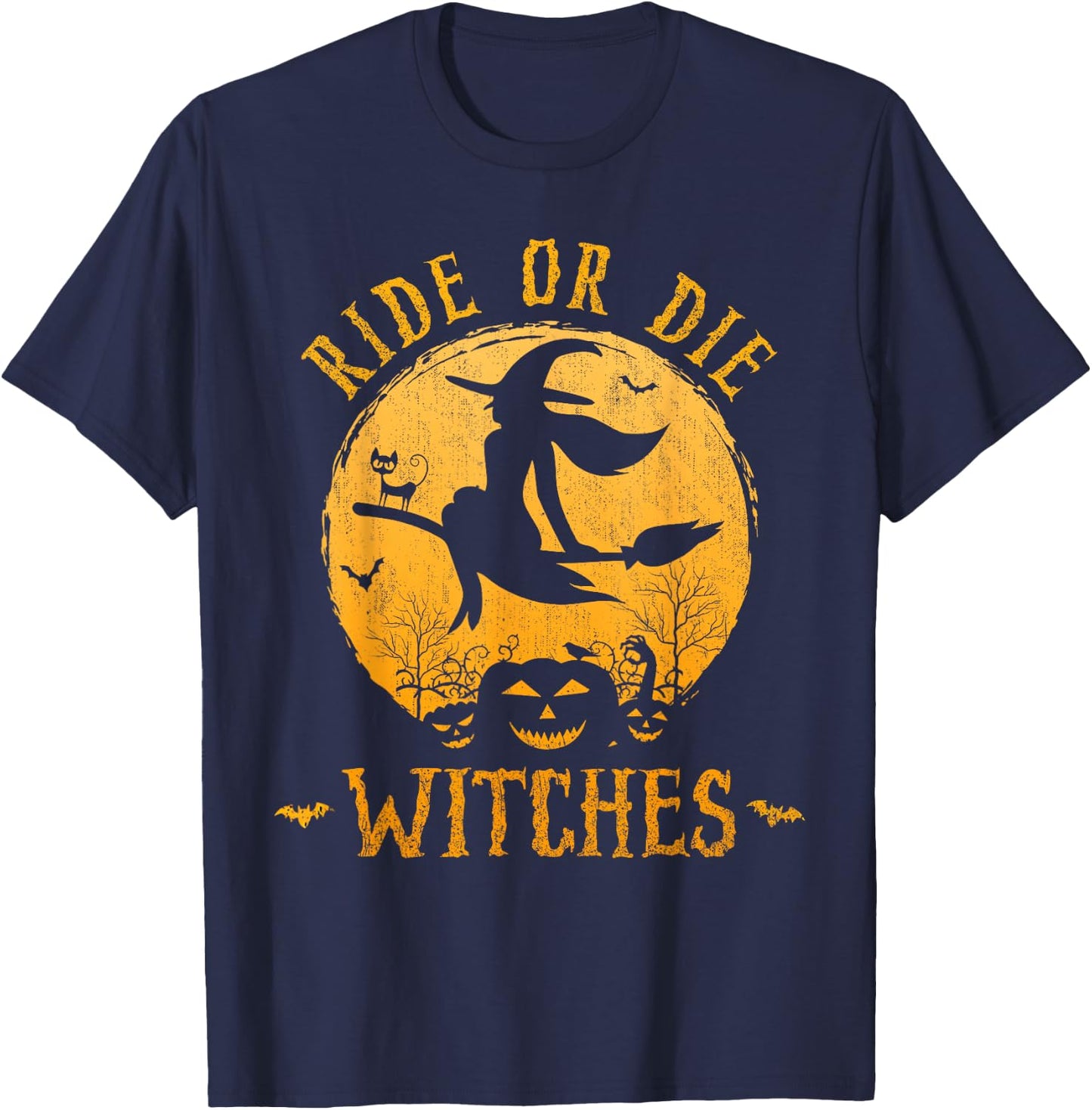 Ride or Die Witches Halloween T-Shirt - T-Shirt | Navy