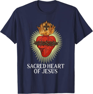 Sacred Heart Of Jesus Traditional Catholic T-Shirt - T-Shirt | Navy