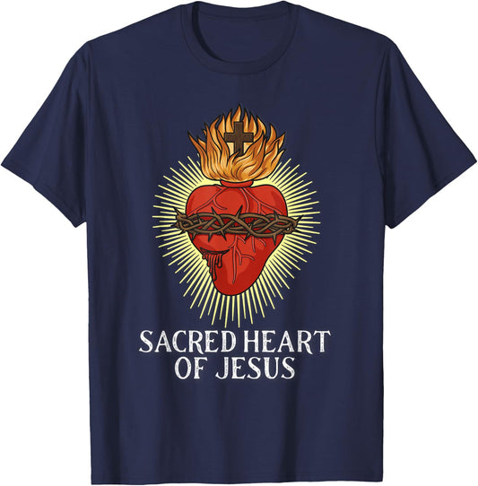 Sacred Heart Of Jesus Traditional Catholic T-Shirt - T-Shirt | Navy