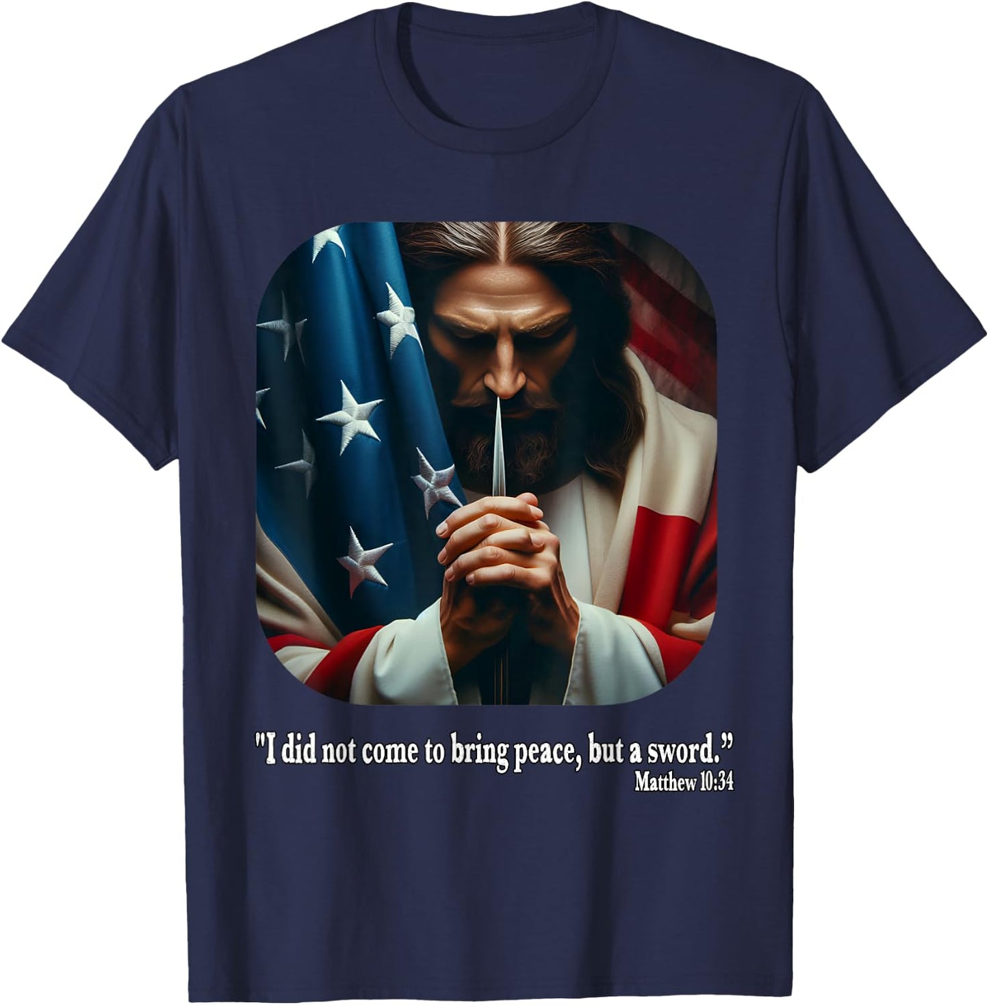 Jesus Fourth of July Bible Quote USA Flag Christian T-Shirt - T-Shirt | Navy