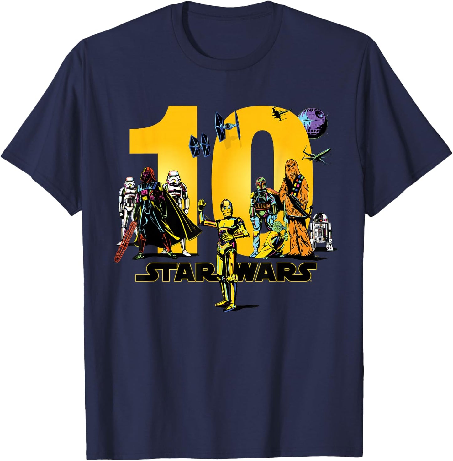 Star Wars Classic Characters Tenth Birthday 10 Years Old T-Shirt - T-Shirt | Navy