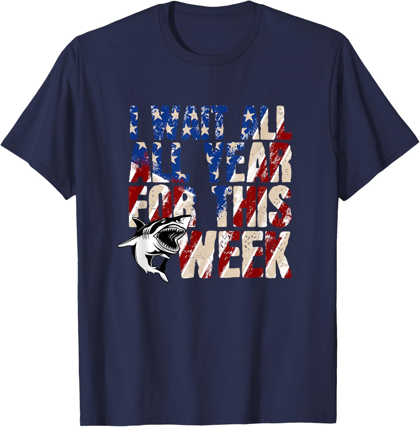 I Wait All Year For This Week Shark T-Shirt - T-Shirt | Navy