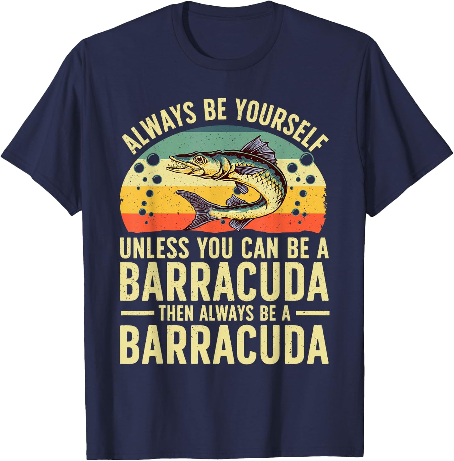 Funny Barracuda Design Women Barracuda Fish Lovers T-Shirt - T-Shirt | Navy
