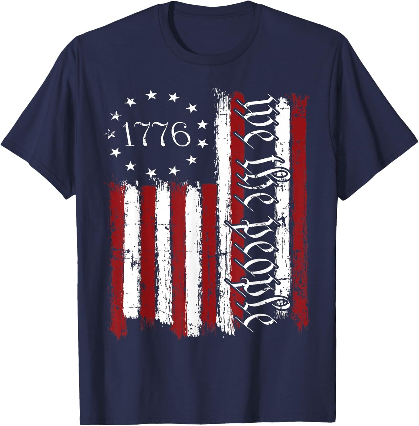 Old American Flag Patriotic 1776 We The People USA T-Shirt - T-Shirt | Navy