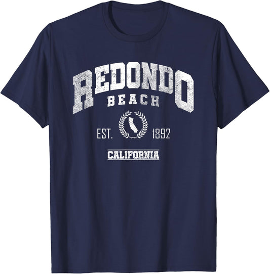 Redondo Beach CA | California | Vintage Throwback T-Shirt - T-Shirt | Navy
