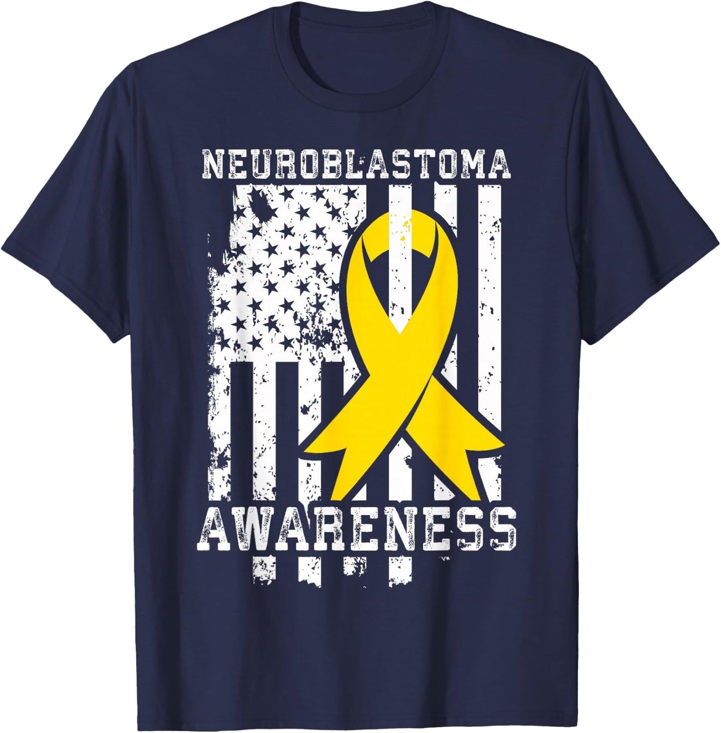 Neuroblastoma Awareness American Flag Shirt T-Shirt - T-Shirt | Navy