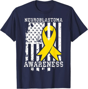 Neuroblastoma Awareness American Flag Shirt T-Shirt - T-Shirt | Navy