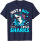 Kids Shark Lover Just A Boy Who Loves Sharks Aquarium Day T-Shirt - T-Shirt | Navy