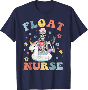 Funny Cute Float Pool Nurse Nursing Squad Crew T-Shirt - T-Shirt | Navy